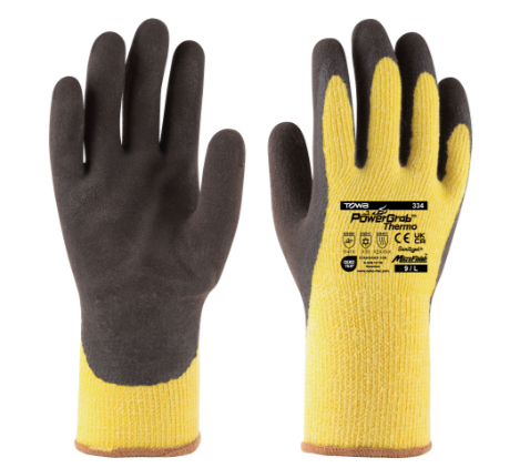 Towa 334 PowerGrab® Thermo Yellow Gloves – Thermal Cold‑Weather Work Gloves with MicroFinish® Grip